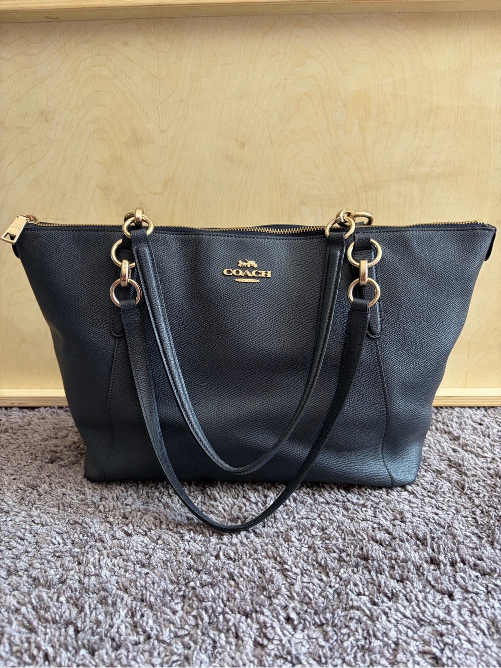 COACH Ava Midnight Blue Leather Tote Bag